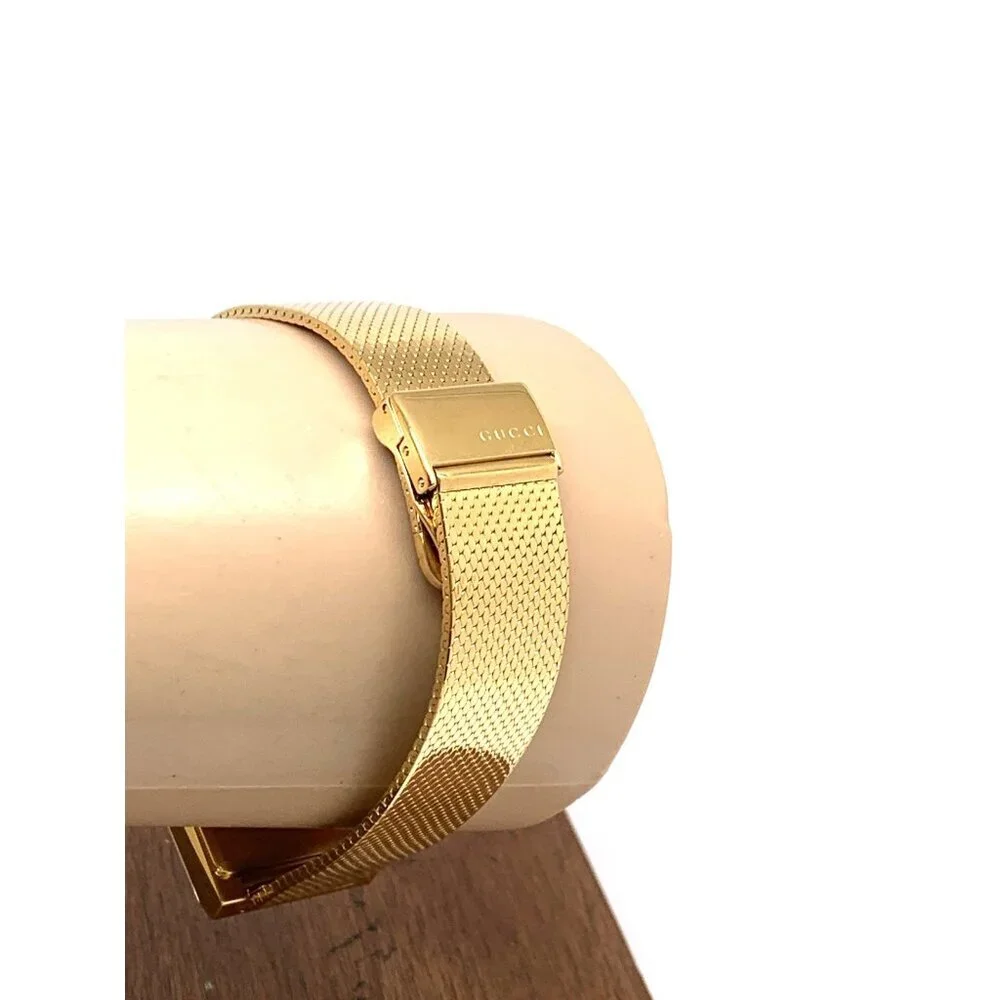 Gucci Women's Watch YA147410 G-Frame Gold Rectangular Dial Swiss Quartz Steel